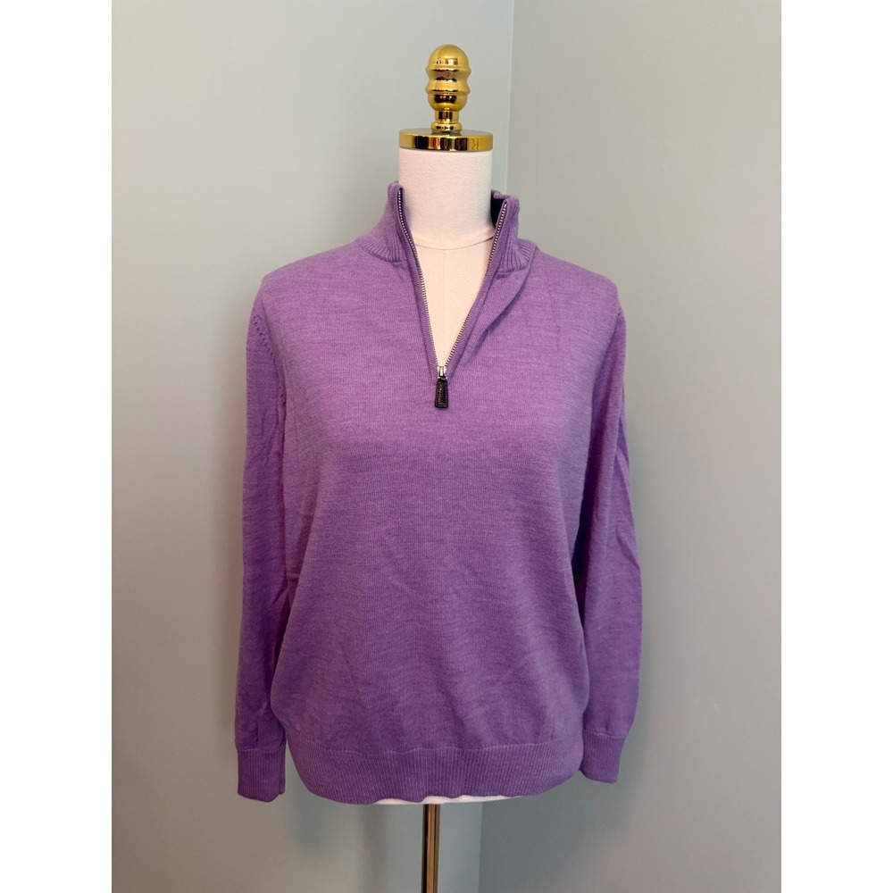 TailorByrd Purple Quarter Zip Pullover Sweater Mock Neck Heron Logo Mens Medium